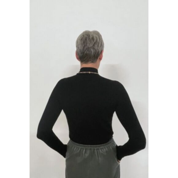 Black Zara Basic Knit Mock Neck Long Sleeve Pullover Sweater (NWT) - Picture 5 of 10